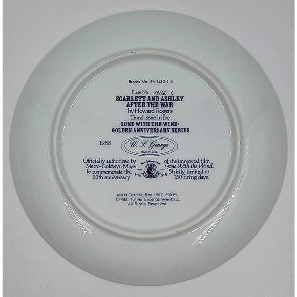 Gone With The Wind Scarlett & Ashley After The War Collector Plate with Box - Picture 5 of 7